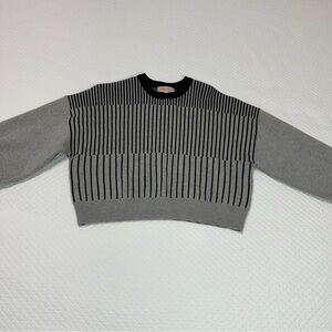 Philosophy Grey Crewneck Sweater with Black Stripe Accents Sz XS